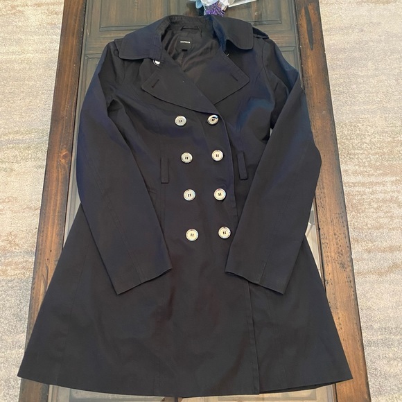 Express Jackets & Blazers - Express Double Breasted Black Trench Coat